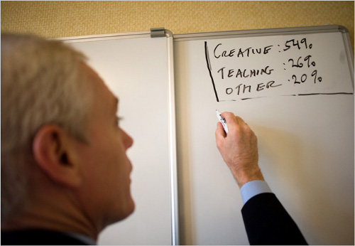 Jim Collins’ Whiteboard (Photo by Kevin Moloney for The New York Times)