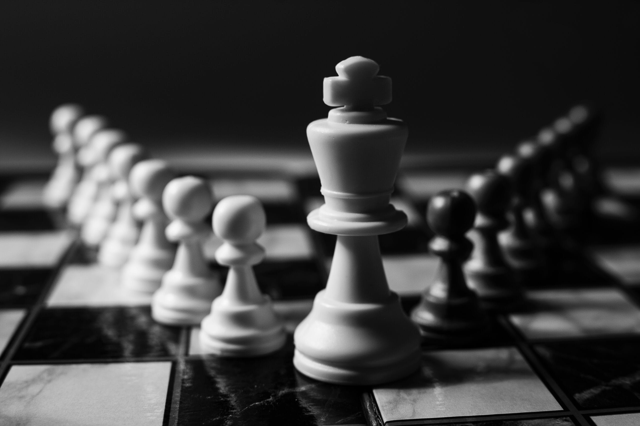 Set of chess pieces in daylight