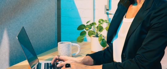 woman working on a computer