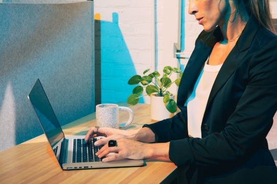 woman working on a computer