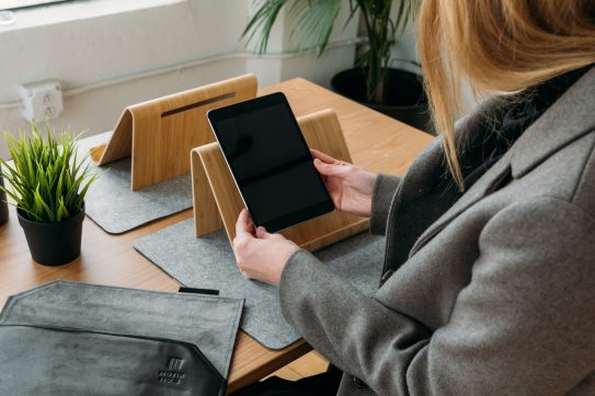 person working on a tablet