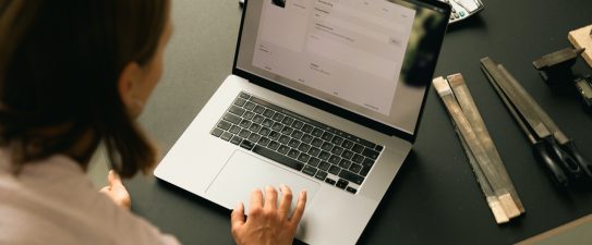 woman working on a laptop