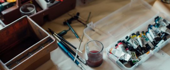 art supplies on a table