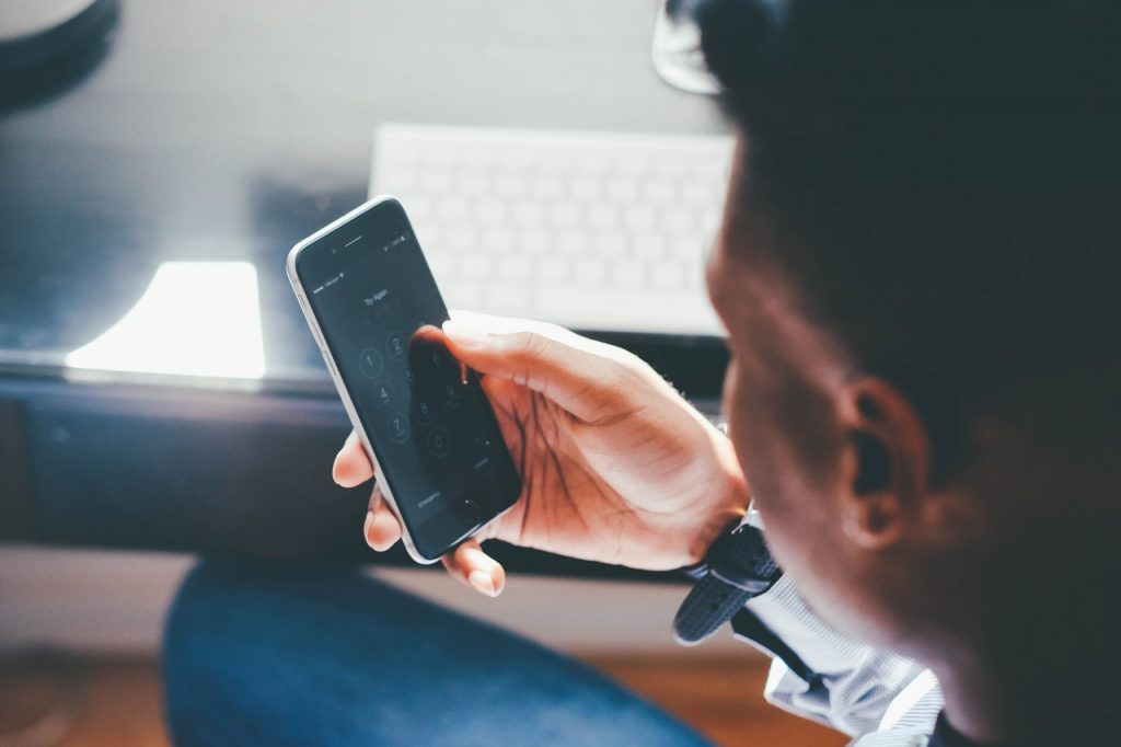 person working on a phone