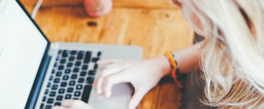 woman working on a laptop