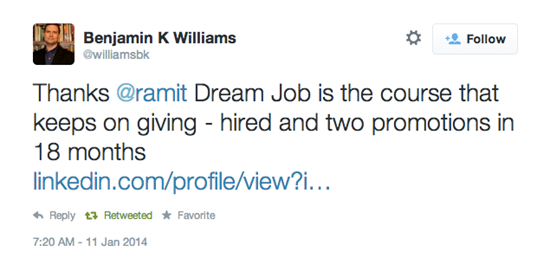 Dream Job Course Twitter Testimonial