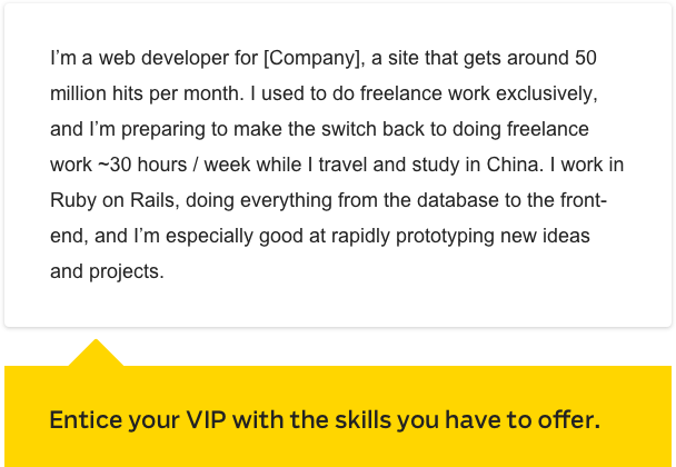 Entice Your VIP With the Skills You Have To Offer Example
