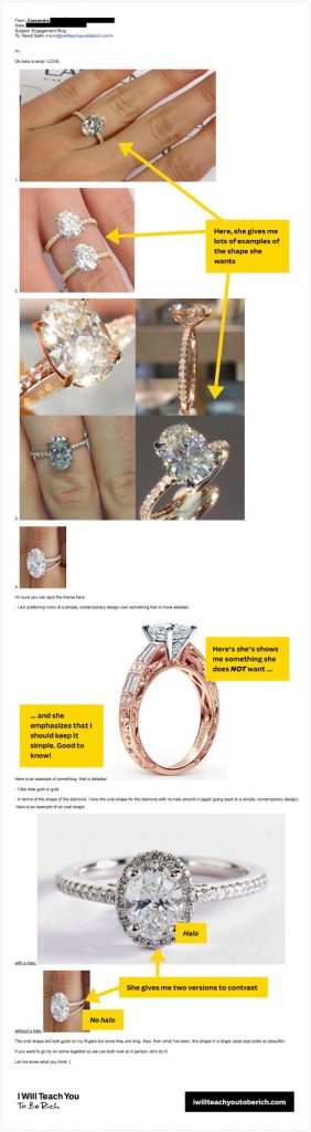 Email from girlfriend about engagement rings