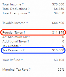 Example tax refund calculation