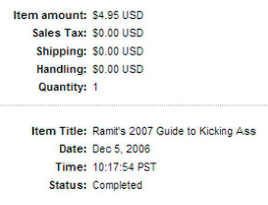 Ramit Sethi's First Sale Invoice