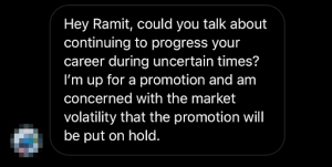 Message asking how to advance our career during pandemic