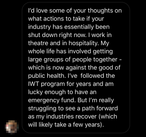 Message asking what to do if your industry is dying