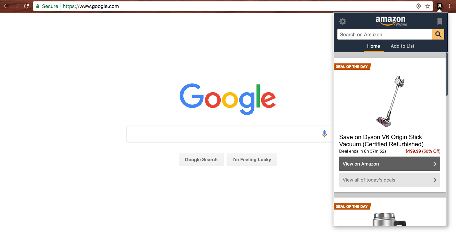 screenshot of Google page