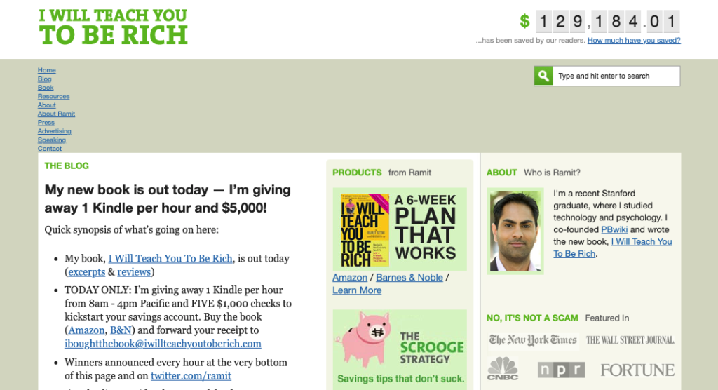 A screenshot of our website in 2009