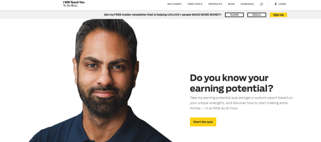 A screenshot of our website homepage before our recent redesign