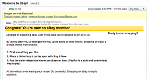 Ebay registration success page