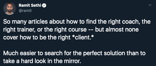 focus on being a great client twitter post