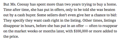 Excerpt from the NYT article on the price of the housing market