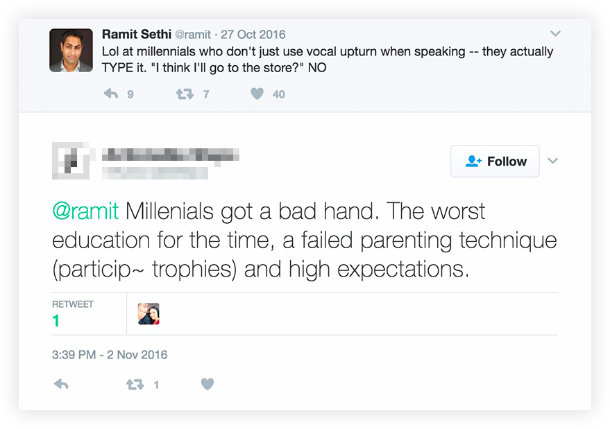 tweet about millenials
