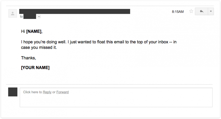 follow up unreplied email sample
